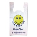  | Barnes Paper Company T1-6SMILEY 11.5 in. x 21 in. 12.5 microns Smiley Face Shopping Bags - White (900/Carton) image number 0