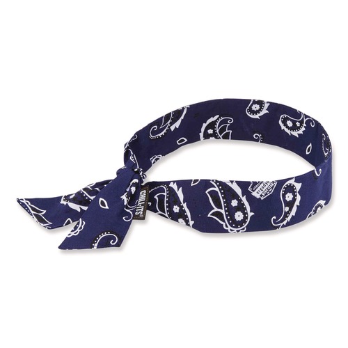 Safety & First Aid | Ergodyne 12306 Chill-Its 6700 One Size Fits Most Cooling Bandana Polymer Tie Headband - Navy Western image number 0