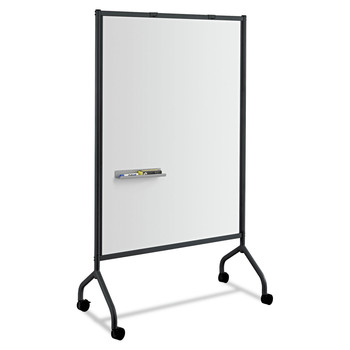 Safco 8511BL Impromptu 42 in. x 21.5 in. x 72 in. Magnetic Whiteboard Collaboration Screen - White/Black