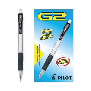 Pilot 51014 G2 0.5 millimeter HB (No. 2) Mechanical Pencil - Black Lead/Clear/Black Barrel (1-Dozen)