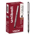 Pens | uni-ball 60126 VISION Fine 0.7 mm Black Ink Roller Ball Pen Stick - Silver/Black/Clear Barrel (1 Dozen) image number 0