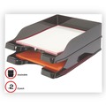 Desktop Organizers | Deflecto 63904 Docutray 10.13 in. x 13.63 in. x 2.5 in. 2 Sections Letter to Legal Size Files Multi-Directional Stacking Tray Set - Black (1-Set) image number 3