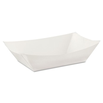 Dixie KL300W8 3 lbs. Kant Leek Polycoated Paper Food Tray - White (500/Carton)