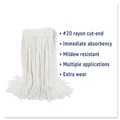  | Boardwalk BWK2020REA #20 Cut-End Rayon Wet Mop Head - White image number 5