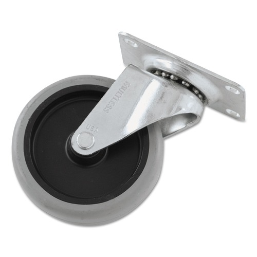 Cleaning Carts | Rubbermaid Commercial FG1011L20000 4 in. Wheel Swivel Mount Plate Non-Marking Plate Casters - Black/Gray/Silver image number 0