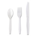Cutlery | Boardwalk BWK3KITHVYWH 3-Piece Polystyrene Fork/Knife/Teaspoon Cutlery Kit - White (250/Carton) image number 1
