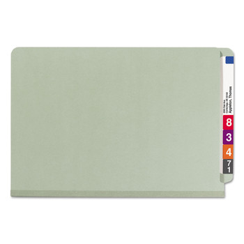 Smead 29800 2 in. Expansion 1 Divider Legal Size 4 SafeSHIELD Fasteners End Tab Pressboard Classification Folders - Gray-Green (10/Box)