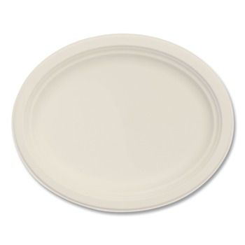 Dart 12FBRPLR1 12 in. Diameter Compostable Molded Fiber Platter Dinnerware - Natural (500/Carton)