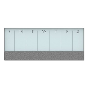 U Brands 3199U00-01 3N1 36 x 15.25 Magnetic Glass Dry Erase Combo Board - Gray/White Surface/White Aluminum Frame