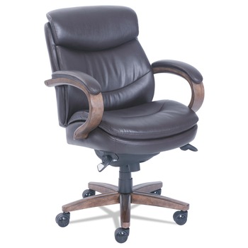 OFFICE CHAIRS | La-Z-Boy 48963B 18.75 in. to 21.75 in. Seat Height Woodbury Mid-Back Executive Chair Supports Up to 300 lbs. - Brown Seat/Back, Weathered Sand Base