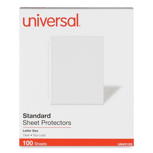 Sheet Protectors | Universal UNV21125 Standard Top-Load Poly Sheet Protectors - Letter, Clear (100/Box) image number 0