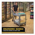 Cleaning Carts | Rubbermaid Commercial 2192464 BRUTE Heavy-Duty Ergo Handle Utility Cart Plastic Two Shelves 500 lb Capacity 25.5-in x 44-in x 39-in Gray image number 9