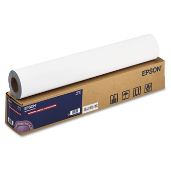 Epson S041617 24 in. x 100 ft. 2 in. Core Enhanced Adhesive Synthetic Paper - Matte White