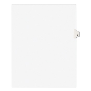 Avery 11919 11 x 8.5 Avery Style Preprinted Legal Exhibit Side 10-Tab Index Dividers - White (25/Pack)