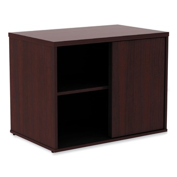 OFFICE FILING CABINETS AND SHELVES | Alera ALELS593020MY Open Office Low Storage 29-1/2 in. x 19-1/8 in. x 22-7/8 in. Credenza Cabinet - Mahogany