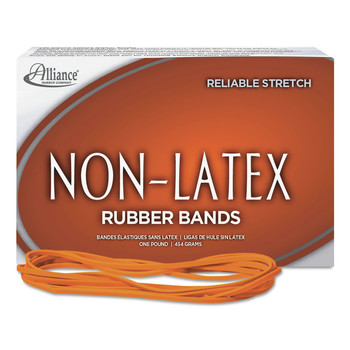  | Alliance 37176 1 lbs. Box Size 117B 0.04 in. Gauge Non-Latex Rubber Bands - Orange (1-Box)