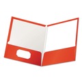File Folders | Oxford 51711EE 100 Sheet Capacity 11 in. x 8.5 in. High Gloss Laminated Paperboard Folder - Red (25/Box) image number 0