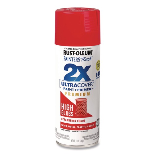 Painting | Rust-Oleum 331180 Painter's Touch 12 oz. Aerosol Can 2X Ultra Cover Spray Paint - High Gloss Strawberry Fields image number 0