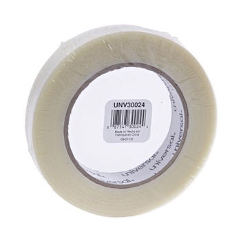 TAPES | Universal UNV30024 3 in. Core 120 lbs./in. 24 mm x 54.8 m Utility Grade Filament Tape - Clear (1-Roll)