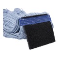 Mops | Boardwalk BWK902BL Loop-End Mop Head with Scrub Pad - Medium, Blue (12/Carton) image number 5