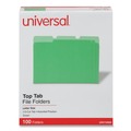 File Folders | Universal UNV10502 1/3-Cut Tabs Deluxe Colored Top Tab File Folders - Letter Size, Green/Light Green (100/Box) image number 0