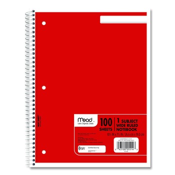 PRODUCTS | Mead 05514 (100) 10.5 in. x 7.5 in. Sheets 1-Subject Wide/Legal Rule Spiral Notebook - Randomly Assorted Cover Color