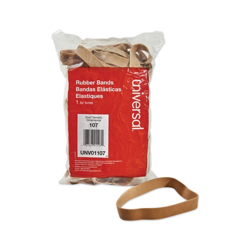 Just Launched | Universal UNV01107 0.06 in. Gauge Size 107 Rubber Bands - Beige (40/Pack) image number 0