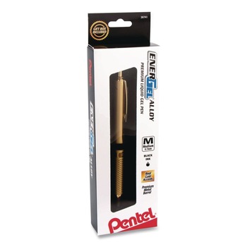 PENS PENCILS AND MARKERS | Pentel BL407XABX 0.7 mm Medium EnerGel Alloy Retractable Gel Pen - Black Ink, Gold Barrel