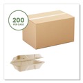 Food Trays, Containers, and Lids | Vegware VW-HC96NFA 6.1 in. x 9 in. x 2.9 in. Nourish Molded Fiber Compostable Sugarcane Takeout Containers - Natural (200/Carton) image number 1