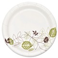 Bowls and Plates | Dixie SXP6WS Pathways 5.88 in. Diameter Heavyweight WiseSize Paper Plates with Soak Proof Shield - Green/Burgundy (4/Carton) image number 0