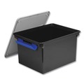 Boxes & Bins | Storex 61543U04C 13.9 in. x 18.3 in. x 10.6 in. Legal/Letter Tote with Locking Handles - Black/Silver/Blue (4/Carton) image number 0