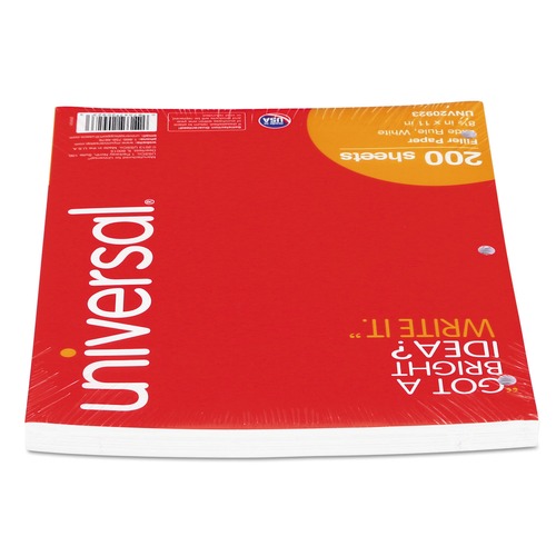 Notebooks & Pads | Universal UNV20923 8.5 in. x 11 in. 3-Hole Filler Paper - Wide/Legal Rule (200/Pack) image number 0