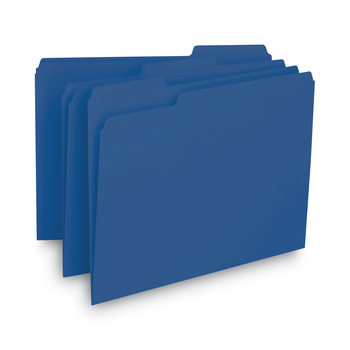 Smead 10279 1/3-Cut Tabs Assorted Letter Size 0.75 in. Expansion Interior File Folders - Navy Blue (100/Box)