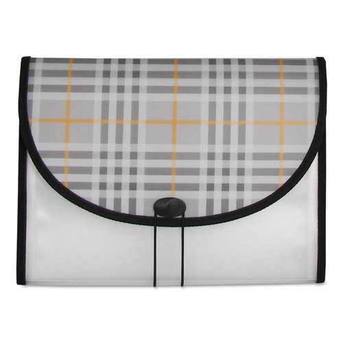 Sheet Protectors | C-Line 58312 1.5 in. Expansion 13-Sections 1/6-Cut Tabs Letter Size Cord/Hook Closure Plaid Design Expanding Files - Gray Plaid image number 0