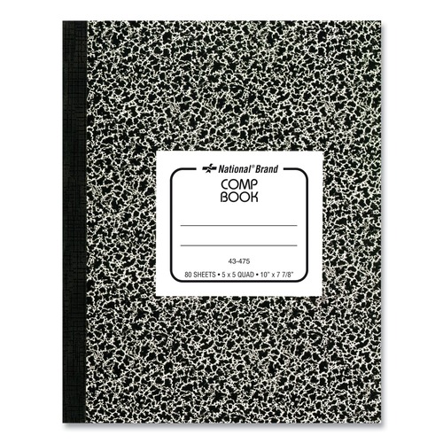 Notebooks & Pads | National 43475 80 Sheets 10 in. x 7.88 in. Quadrille Rule (5 sq-in.) Composition Book - Black Marble Cover image number 0