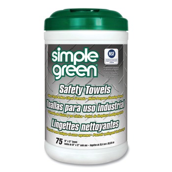Simple Green 3810000613351 10 in. x 11 3/4 in. 1-Ply Safety Towels - Unscented (75/Canister, 6 Canisters/Carton)