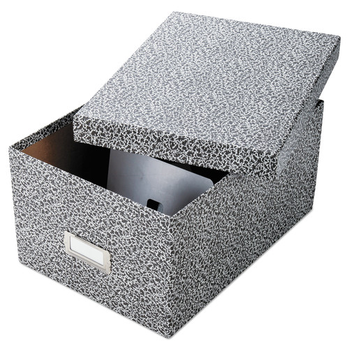 File Folders | Oxford 40590EE Holds 1200 5 in. x 8 in. Cards 8.13 in. x 11 in. x 5.75 in. Lift-Off Cover Reinforced Board Card File - Black/White image number 0