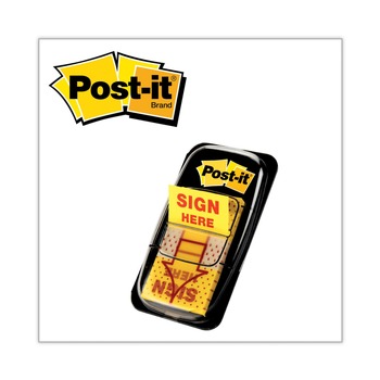 FACILITY MAINTENANCE SUPPLIES | Post-it Flags 680-SH12 1 in. Arrow Message Sign Here Page Flags - Yellow (600/Box)