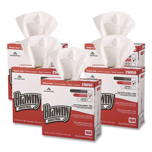 Just Launched | Georgia-Pacific 29050/03 9.25 in. x 16.69 in. 4-Ply Medium Duty Scrim Reinforced Wipers - Unscented, White (166/Box, 5-Boxes/Carton) image number 0
