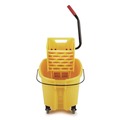 Mop Buckets | Rubbermaid Commercial FG748000YEL WaveBrake 2.0 26 qt. Side-Press Plastic Bucket/Wringer Combos - Yellow image number 3