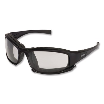 Ansell 25672 V50 Calico Safety Eyewear with Head Strap, KleenVision Anti-Fog Coating, Black Nylon Frame, Clear Polycarbonate Lens