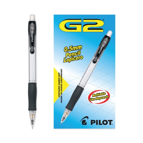 Pens | Pilot 51014 G2 0.5 millimeter HB (No. 2) Mechanical Pencil - Black Lead/Clear/Black Barrel (1-Dozen) image number 0