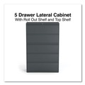 Office Filing Cabinets & Shelves | Alera 25515 42 in. x 18.63 in. x 67.63 in. 5 Legal/Letter/A4/A5 Size Lateral File Drawers - Charcoal image number 10