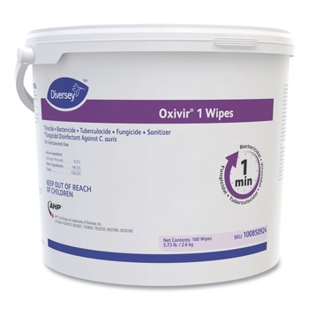 Diversey Care 100850924 Oxivir 11 in. x 12 in. 1-Ply 1 Wipes (160/Canister, 4 Canisters/Carton)