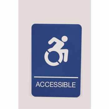 Headline Sign 7786 6 x 9 Accessible ADA Sign - Blue Face/White Graphics