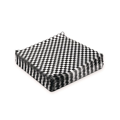 Food Wraps | Paterson WG01006 12 in. x 12 in. Grease-Resistant Food Wrap - Black Check (5000/Carton) image number 0