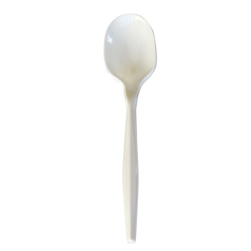 Cutlery | Boardwalk BWKSOUPMWPP 4.86 in. Mediumweight Polypropylene Plastic Soup Spoon Cutlery - White (1000/Carton) image number 0