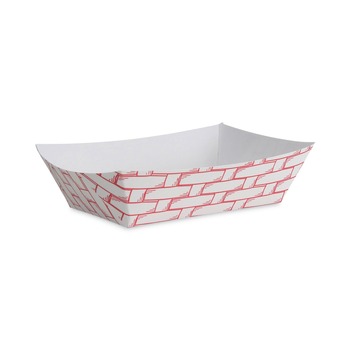 KITCHEN | Boardwalk BWK30LAG200 2 lbs. Capacity Paper Food Baskets - Red/White (1000/Carton)