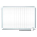 White Boards | MasterVision MA0392830A 1 in. x 2 in. Grid 36 in. x 24 in. Aluminum Lacquered Steel Magnetic Dry Erase Planning Board with Accessories - White/Silver image number 1