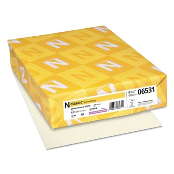  | Neenah Paper 06531 8.5 in. x 11 in. 24 lbs. Bond Weight CLASSIC Laid Stationery - Classic Natural White (500/Ream)